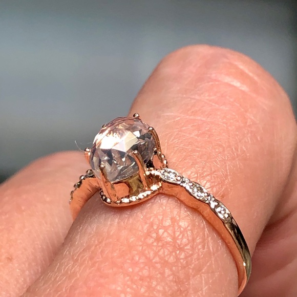14k Rose Gold 1 Carat Moonstone Diamond Ring - Picture 6 of 9